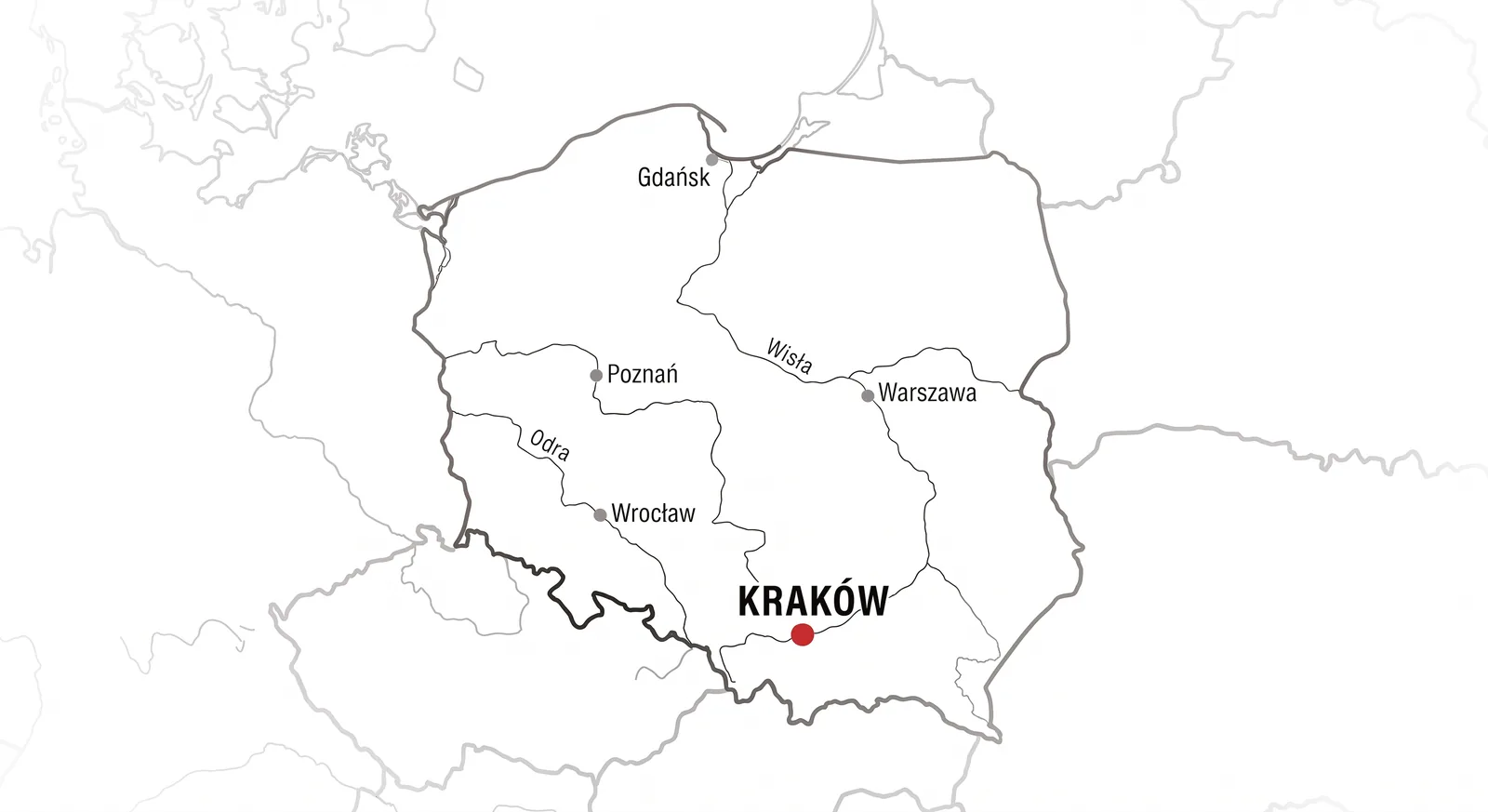 Mapa Polski z zaznaczoną lokalizacją Kraków - AUTOTOJA