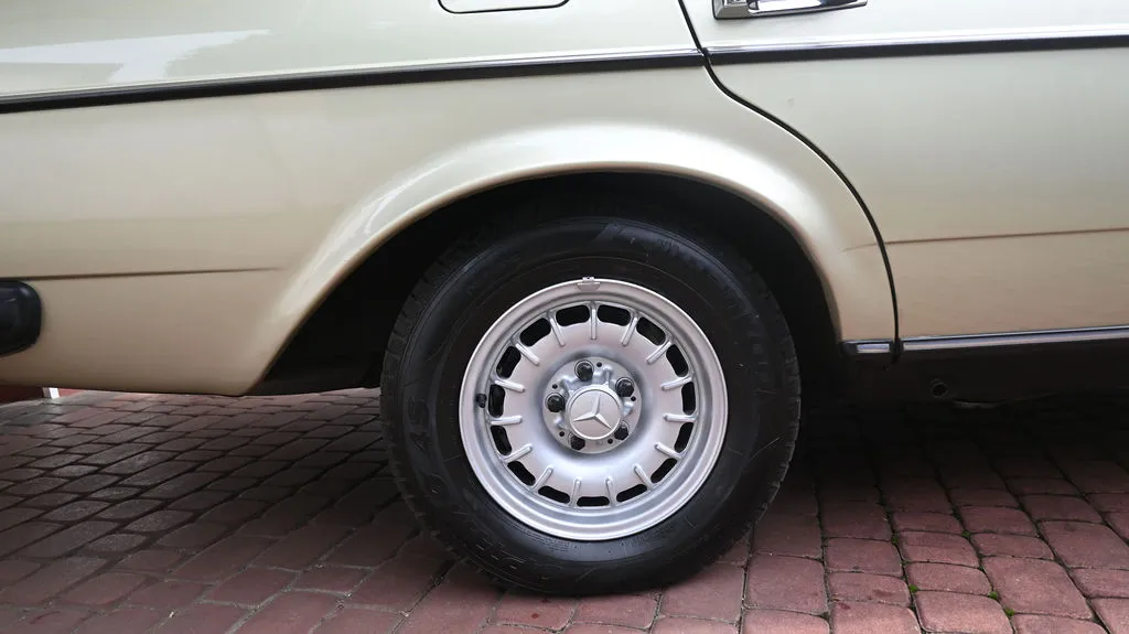 Mercedes-Benz W123 2.0 PB Pełna historia, Prawdziwy Klasyk 1983 na sprzedaż - stan felg i detale nadwozia | AUTOTOJA.PL
